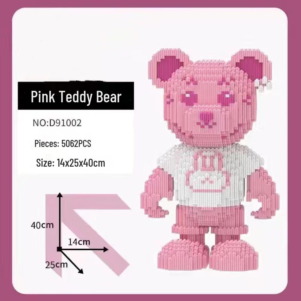 Girls' Compatible Lego: Violent Bear Building Block Series - Educational Micro-Block Interlocking Toys & Gifts