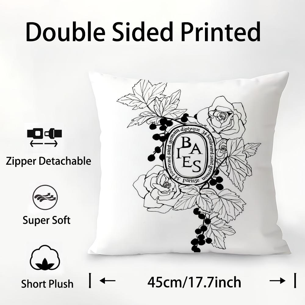 Luxury D-Diptyques Pillow Case Plush Fabric Soft Double Sided Print Sofa Cushion Cover Throw Pillow Covers
