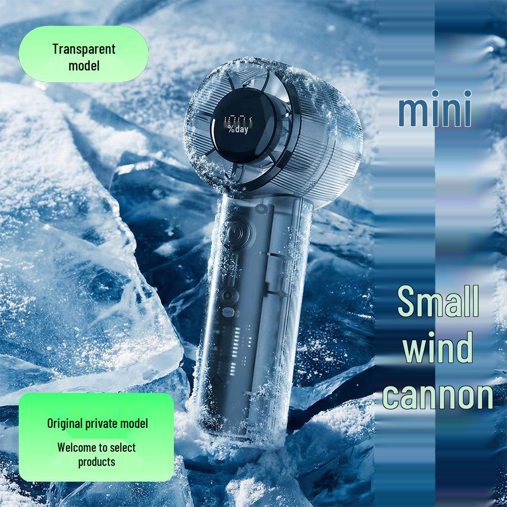 Portable High-Speed Mini Electric Fan: Handheld, Rechargeable Brushless Turbine Design. Transparent Pink 1200mAh