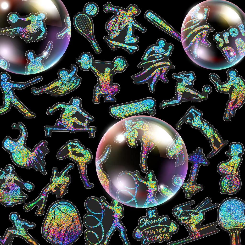 50 Silber Laser Sportlicher Stil PET Aufkleber Handkonto Dekorationsmaterial Koffer Wasserbecher Aufkleber Aufkleber