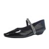 Shiny Rhinestone Word with Wedge Heel Small Square Head Flat Shoes Women's Single Shoes Fairy Wind Can Be Worn with Two Heels