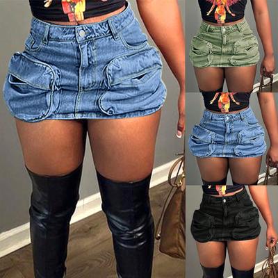 Jupe Couleur Femme Coupe Ajustée Stretch Jupe en Jean Déchiré