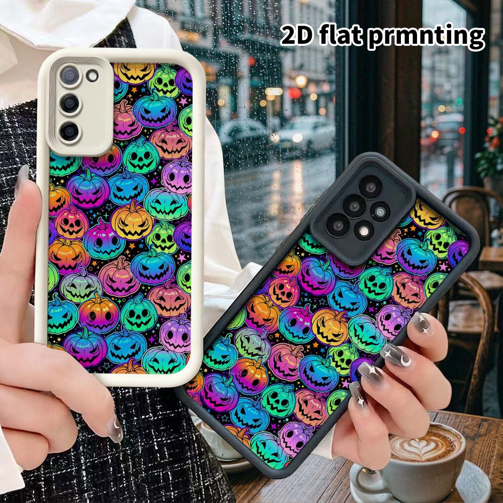 Phone Case: 2D Flat Samsung Galaxy A34 A35 M05 M06 S20 S22 S21 FE Plus 5G Tiered Protective Case, Full Pumpkin Print, Christmas and Halloween Gift