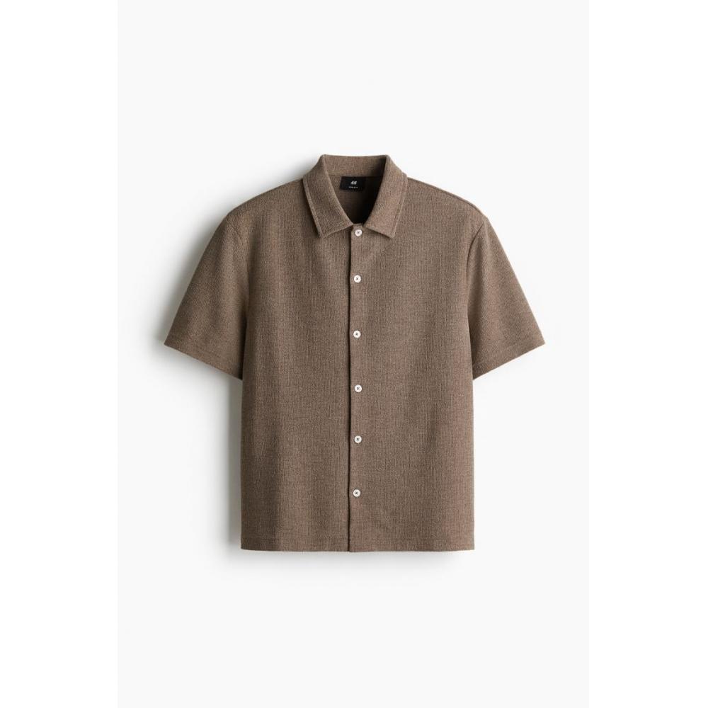H M Regular Fit sHort Sleeve Jersey sHirt Brown