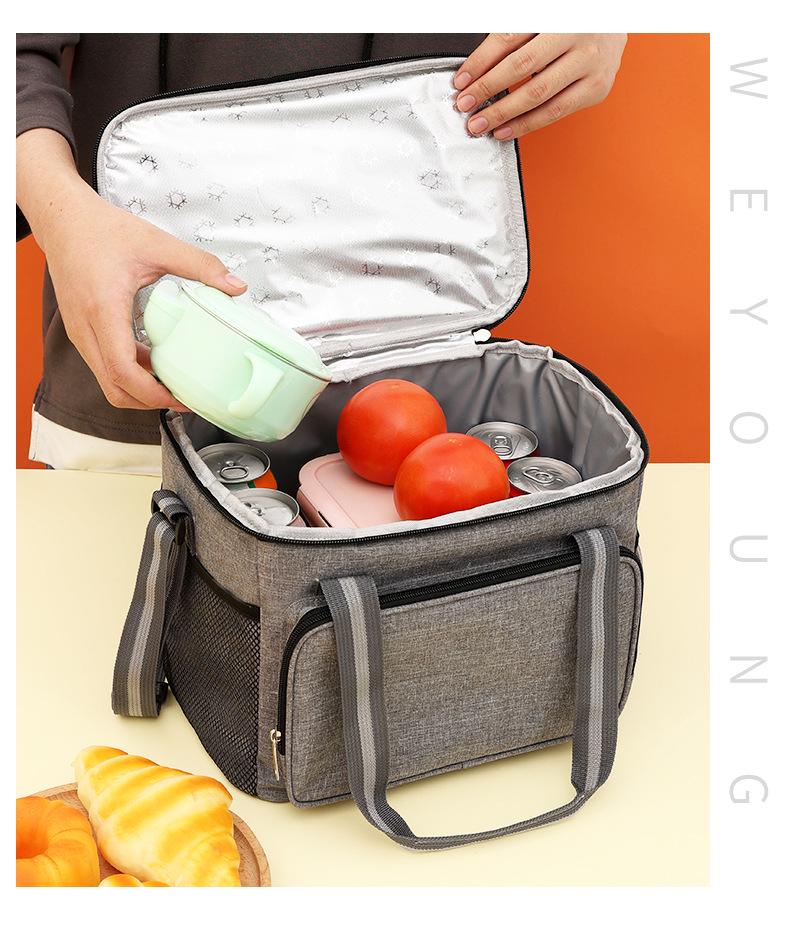 Portable Oxford Cloth Insulated Lunch Tote - Large Capacity Ice Pack Bag for Outdoor Use