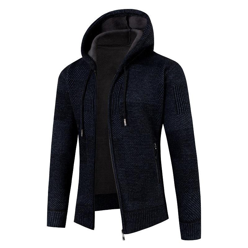 Pull à capuche pour homme, veste décontractée en tricot à carreaux, empilée et épaissie, nouveau cardigan d'automne et d'hiver