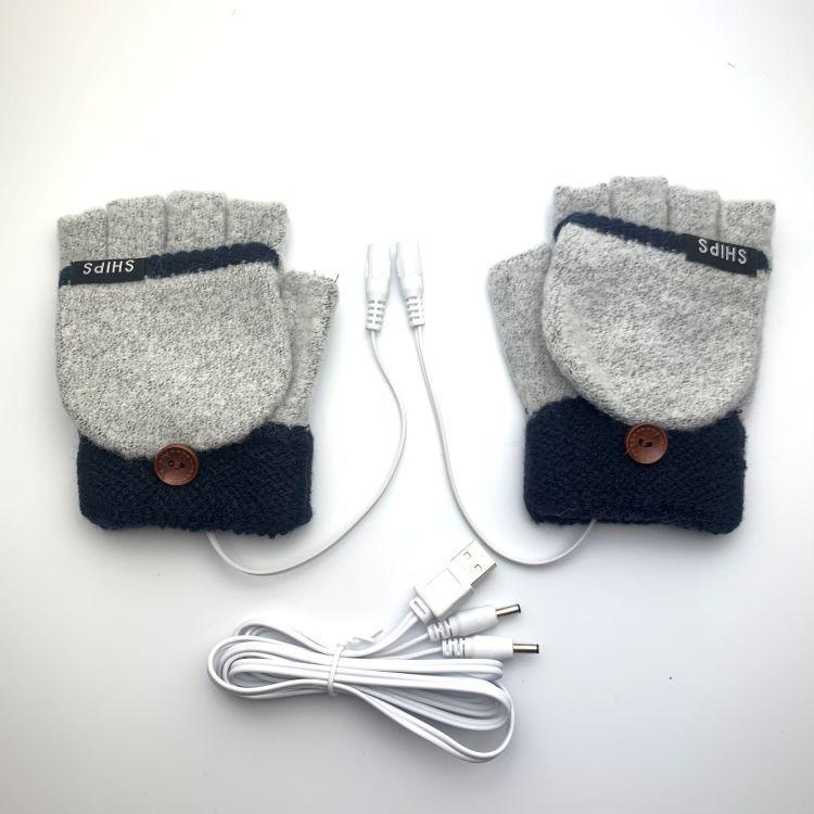 

USB-перчатки для женщин, согревающие до половины пальцев, откидные, с защитой пальцев, USB-перчатки для электроподогрева, для офиса и улицы, тепло average size