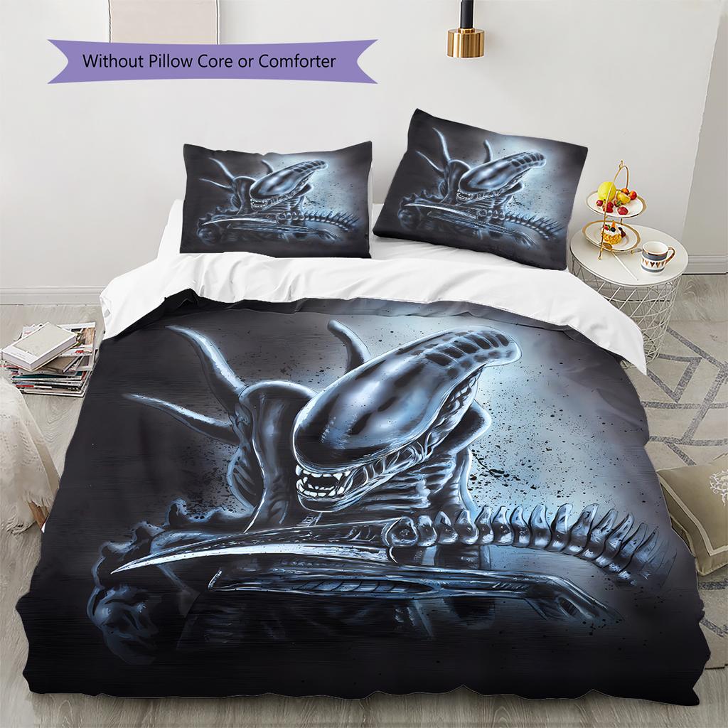 Alien Pattern Bedding,Quilt Set Quilt Cover Pillowcase Home Decoration Birthday Gift (1 * Duvet Cover + 2 * Pillowcase, Without Core)