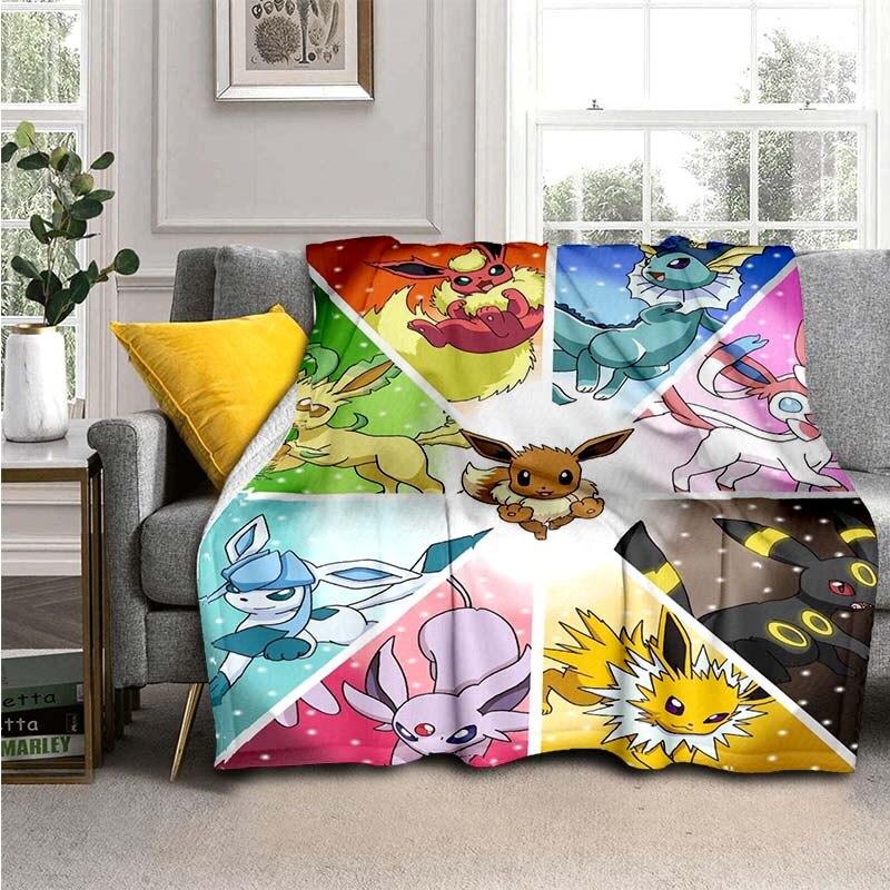 Cartoon Pokemon Flannel Throw blanket Children and adults Gift Fashion Cute Pikachu Fluffy blanket for Bed Sofa Travel Camping