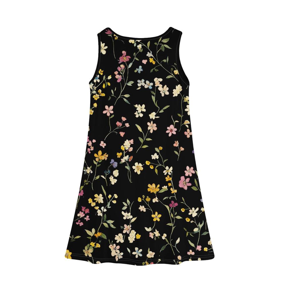 Girl Summer Dress Sleeveless Printed Color Casual Dress