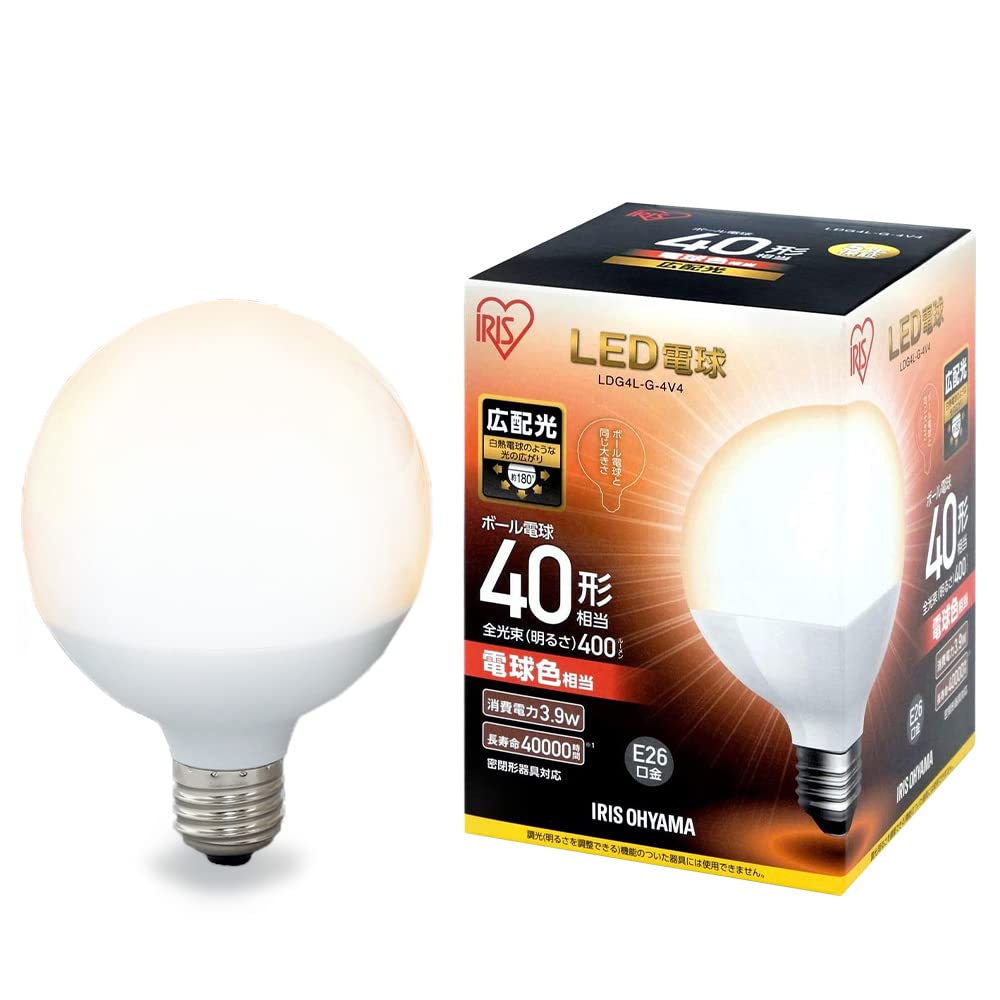 

IRIS OHYAMA LED ball base diameter equivalent to 40W bulb wide light distribution compatible with closed fixtures bulb, 26mm, type, color, type,