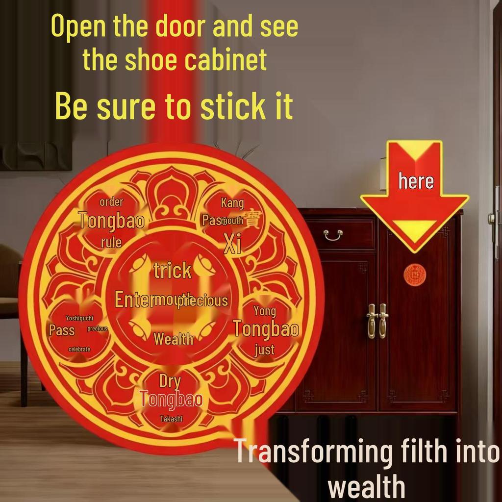 Five Emperors Coins Wealth & Treasure Metal Sticker for Entryway