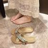 Fashion and versatile comfortable flat-bottomed non-slip slippers 2025 summer new tassel cross-strap women's slippers women's wear