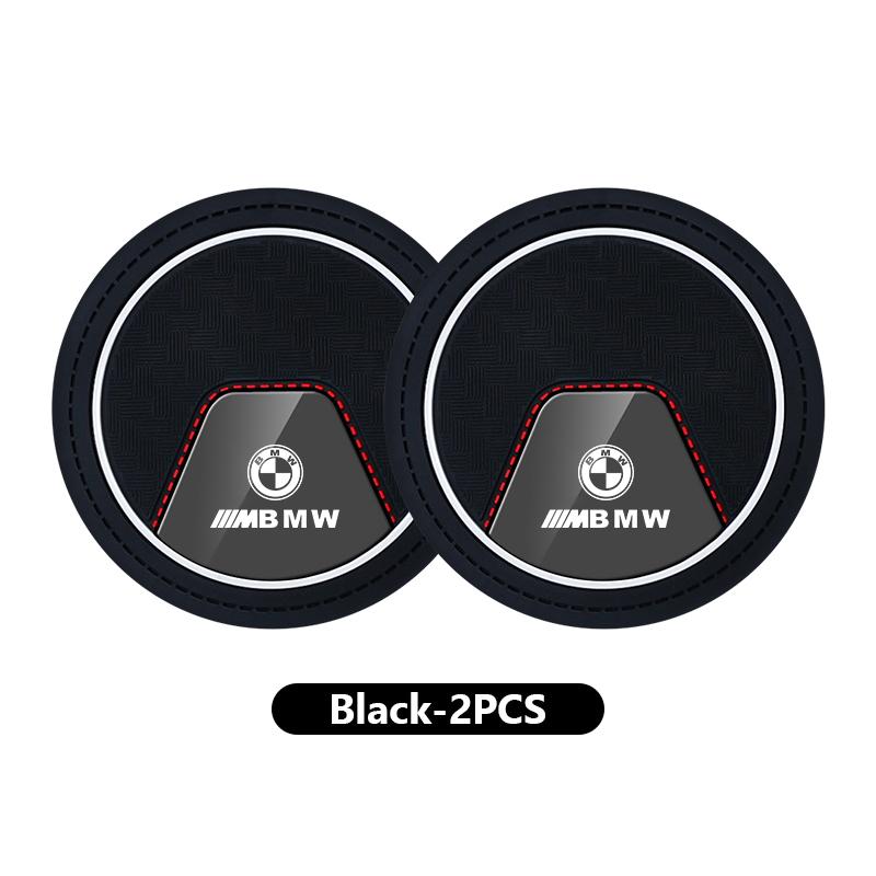 OSWI4 2Pcs Car Cup Mat Anti-Slip Drink Coaster Auto Interior Cup Holder Pad For BMW M F10 F20 F30 F40 F15 F25 F26 F31 F49 E62 E83 E84