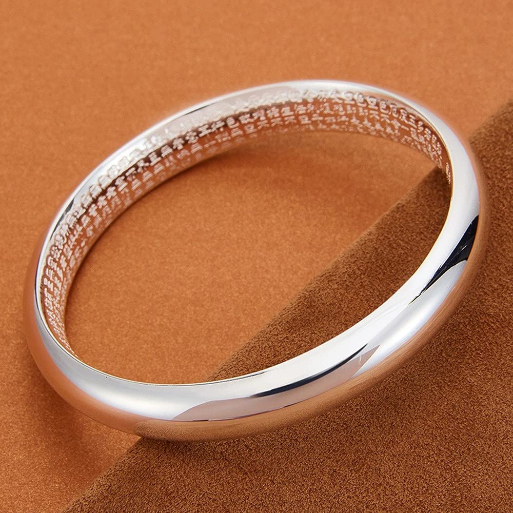 Silver Mantra Heart Sutra Amulet Engraved Protection from Good Fashion Accessory Women's Bangle, Bangle, Six-Character Mantra, Evil, Luck, (Hikarimen
