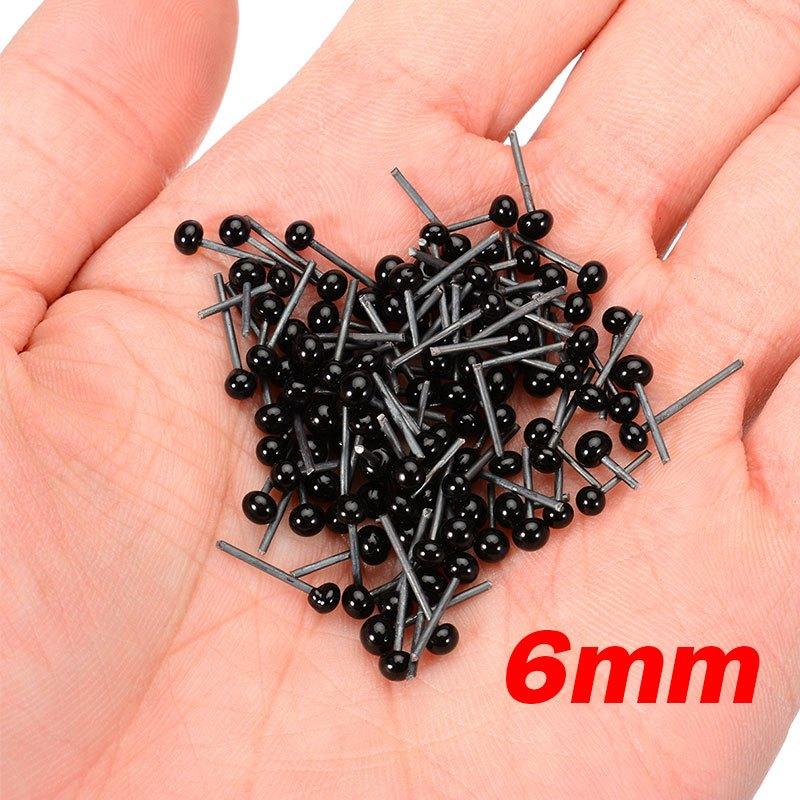 

100 шт. 4/5/6 мм Змішані Міні Чорні Скляні Очі Набори Асортимент для Голкового Валяння Ведмедів Ляльок Манекенів Шиття 100Pcs-6mm
