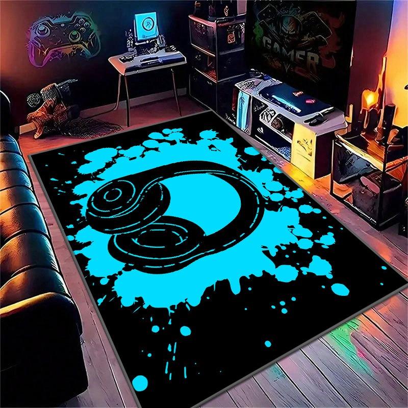 Colorful Gaming Theme Carpet Vibrant Joystick & Mouse Design Rug Non-Slip Large Floor Mat for Living Room & Bedroom Fashionable