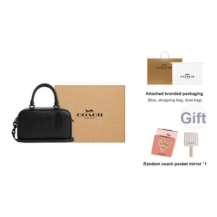 Coach Umhängetasche 19 Buchstaben-Logo Leder Bowlingtasche Damen Handtaschen Schwarz CT776-JIBLK