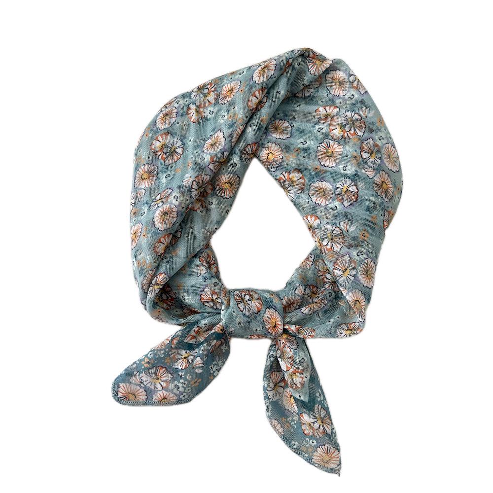 58 Floral Cotton Linen Scarf: Korean Ditsy Print Neckerchief for Spring, Summer, Autumn - Versatile Headband and Headscarf