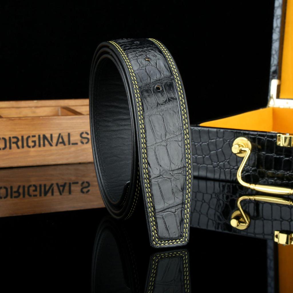 Authentic Crocodile Leather Belt - Durable, Versatile, Casual & Business, 3.8 Cm Wide