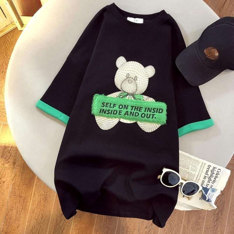 Kariertes dreidimensional texturiertes dick gedrucktes kurzärmeliges Damen-T-Shirt