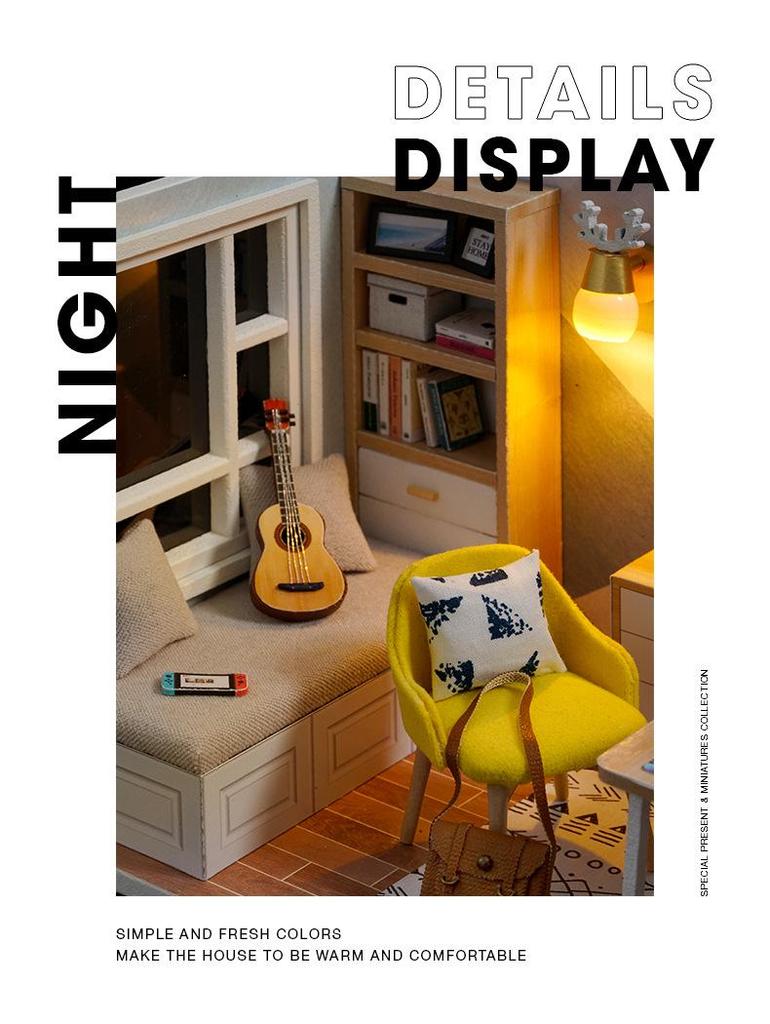 Zhiquwu Mini DIY Dollhouse: Sunshine Study Room - Handmade Architectural Model Toy for Kids