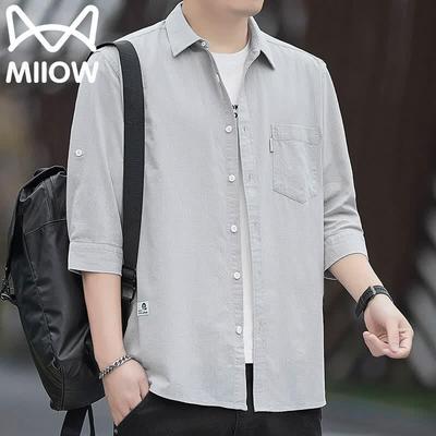 Maoren Men's Pure Cotton Lapel Short-Sleeve Casual Shirt