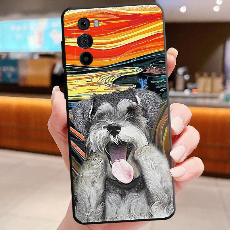 Phone Case For Motorola Edge 50 40 Pro 60 50 40 30 Ultra Neo Fusion Moto G85 G72 G53 G54 G84 G13 G32 Schnauzer Puppy Dog Art