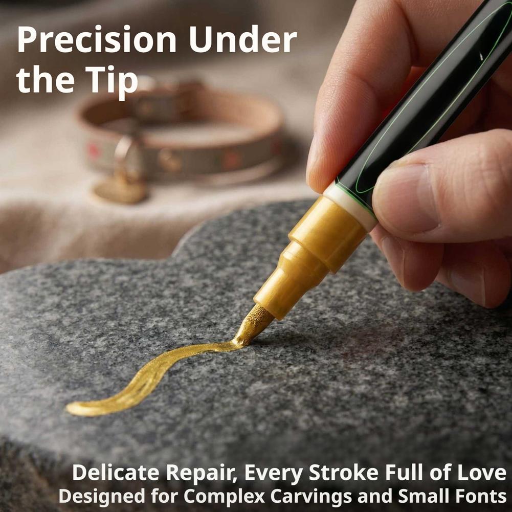 Tombstone Lettering Repair Paint Pen for Grave Marker Metal Stone High Heat Resistant Waterproof Fade Proof Outdoor Use