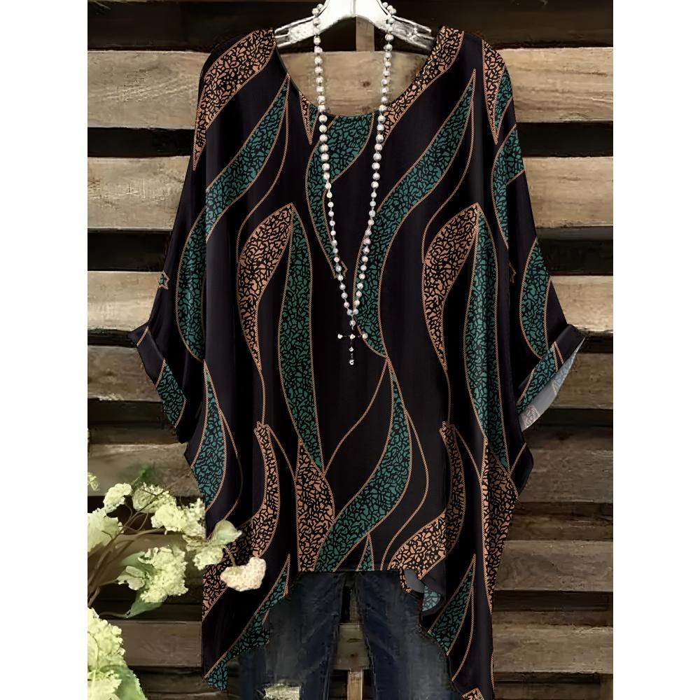 New Woman Elegant Peacock Print T-Shirts Casual Loose Machine Washable O-Neck Short Sleeve Summer Fashion Streetwear Clothing