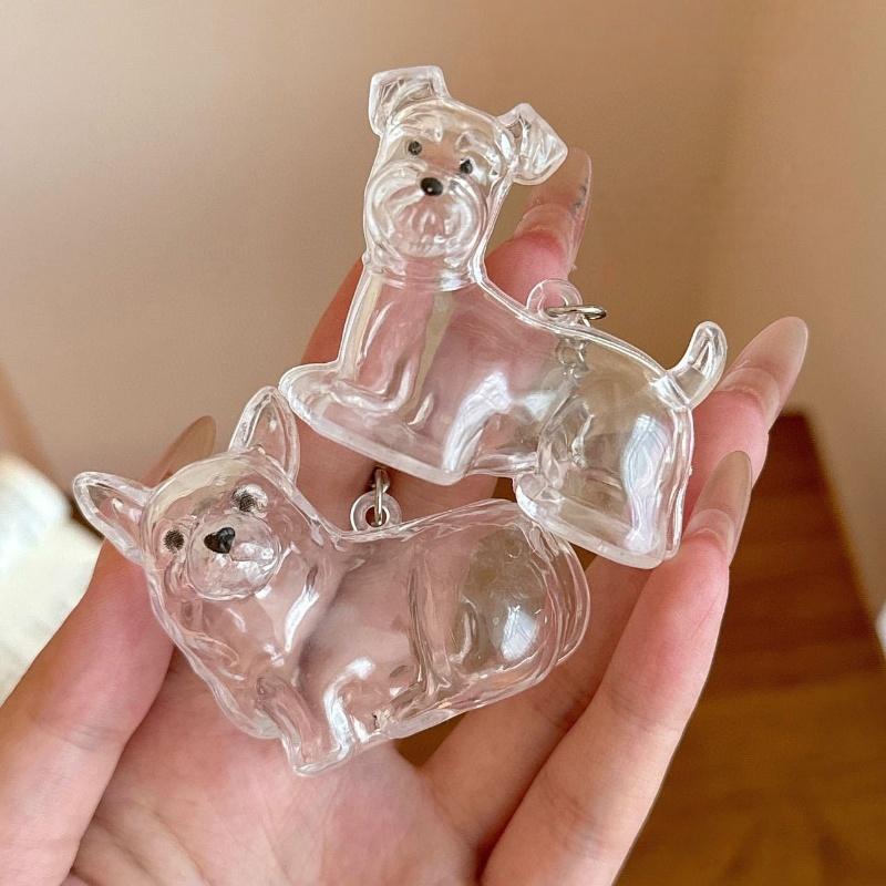 Cute Dog Hair Storage Keychain Transparent Pet Fur Keepsake Capsule Bag Pendant Decor Souvenir Collection Gift Memorial Jewelry