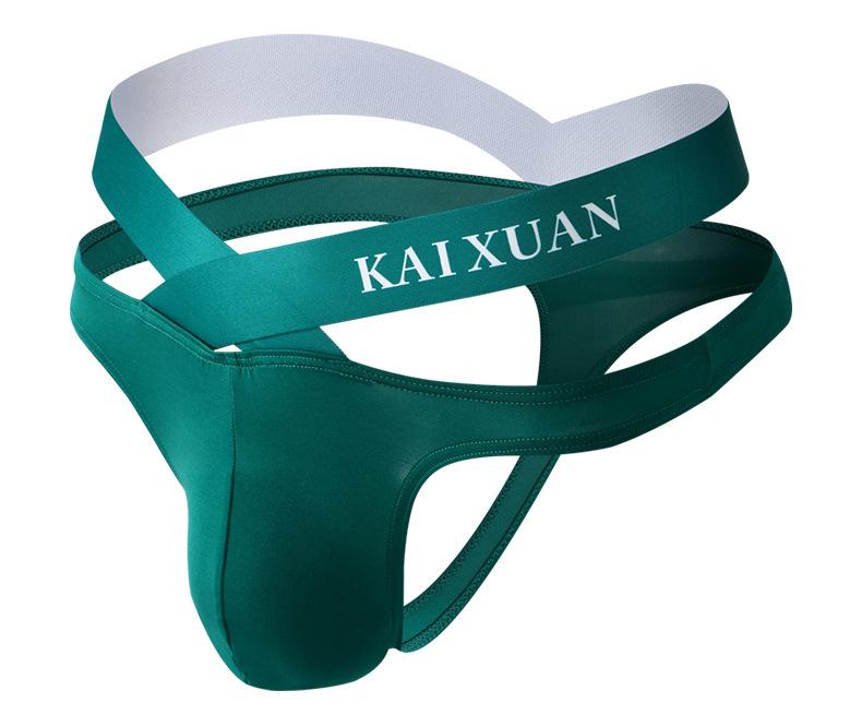 Men's Underwear Sexy Jockstrap Pouch Cuecas Man Ice Silk Panties Thongs Bikini Underpants