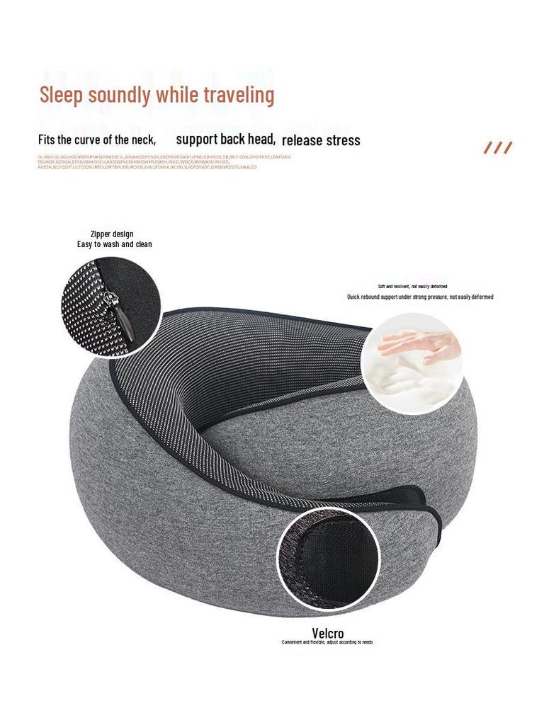 U-Shaped Memory Foam Travel Neck Pillow - No Head Tilt Support for Airplane and Office Use