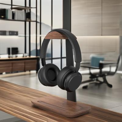 Wood Headset Stand with Storage Base Desk Headphone Holder and Pen Slot for Gaming for Airpods & Headphones