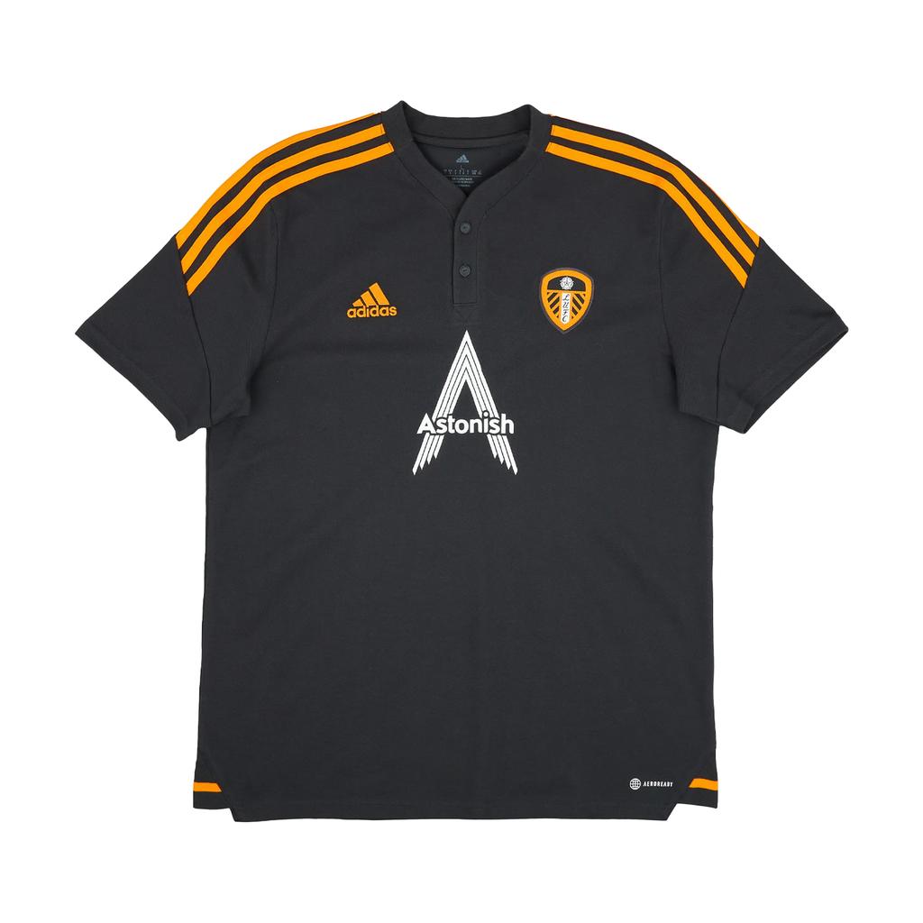 Adidas Leeds United Player Issue 2022-23 Striped Fashion Simple Short Sleeve T-Shirt Unisex Tops Black HC1094