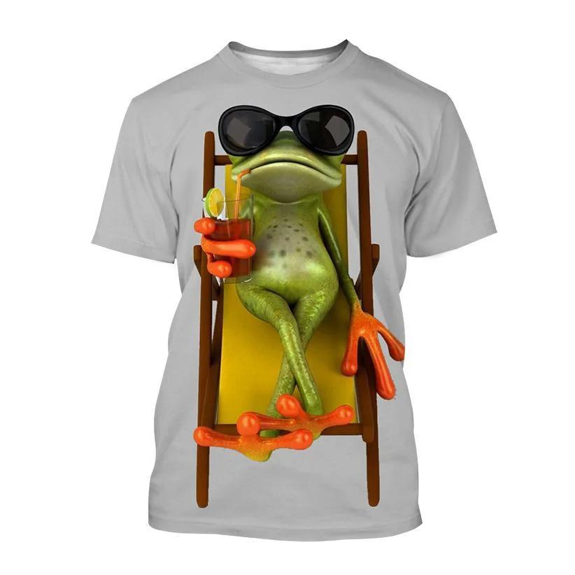 Nouveauté Animal grenouille hommes t-shirts drôles vêtements amples à manches courtes mode surdimensionné imprimé t-shirt à col rond