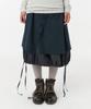 OHESHIO Button String Layered Wrap Skirt, Navy