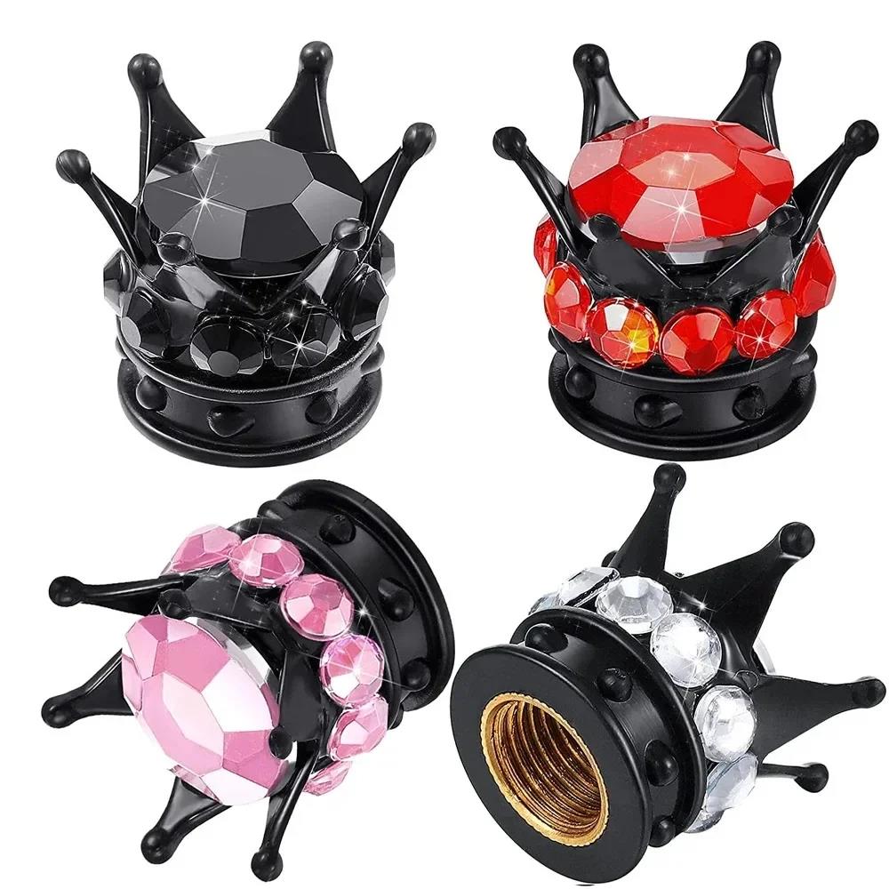 Crown Design Diamond Tire Caps Car Valve Stem Decorative Covers Dustproof Tire Valve Stem Cap Valve Protectors Car Wheel Valve Stems 1