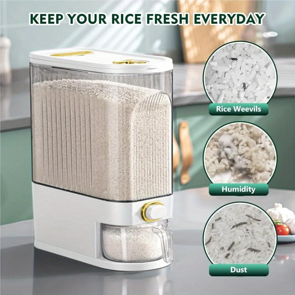 5kg/10kg Rice Dispenser - Large Pantry Storage Container with Measuring Cup & Time Markings2025new