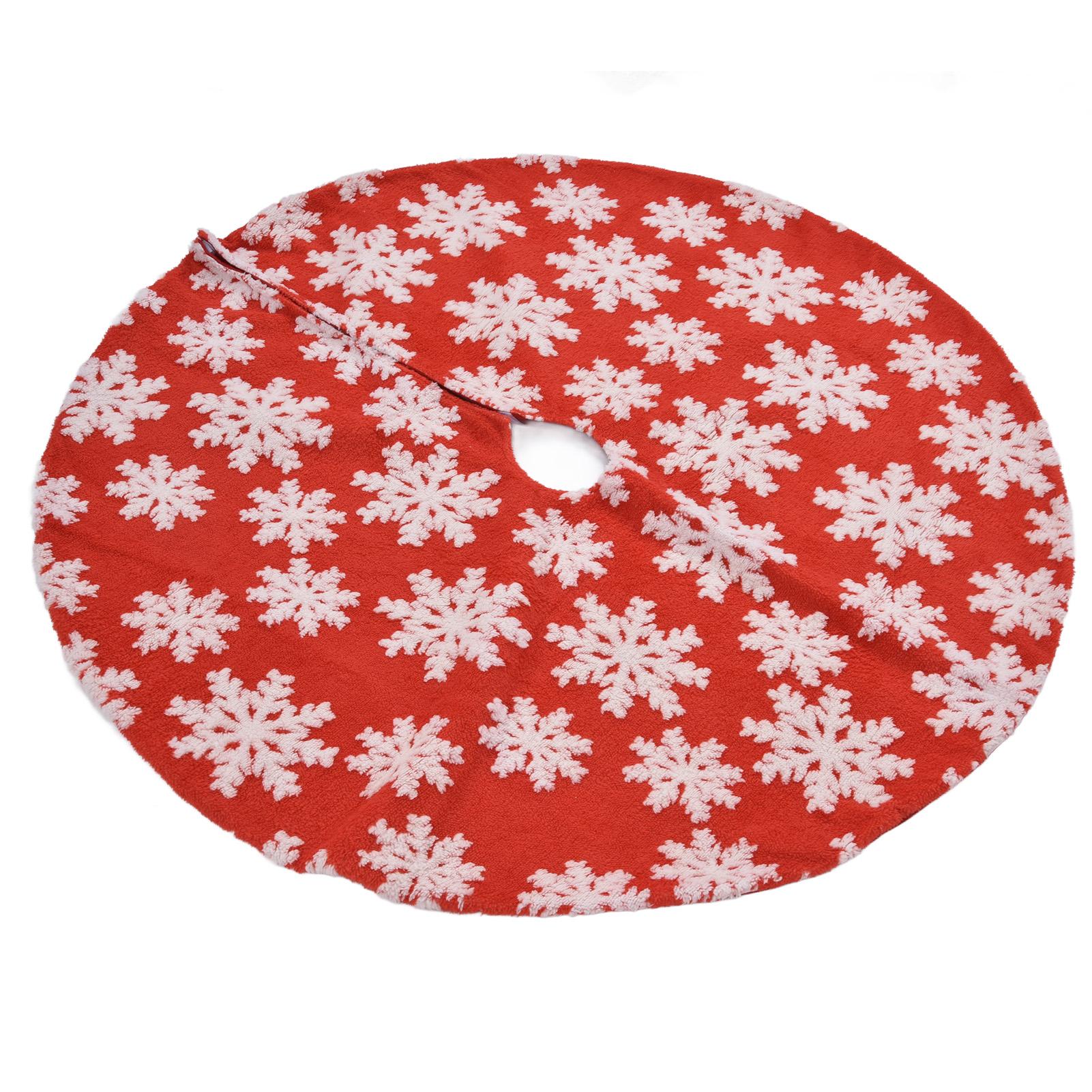Christmas Tree Skirt White Snowflake Pattern Xmas Tree Mat for Holiday Party Decorations122cm 48.0in