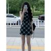 Korean Wear College Style Retro Plaid Sleeveless Temperament Dress, Especially Beautiful Waist Skirt 2026 Summer