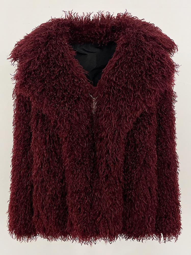 Damen Kurzmantel aus Kunstpelz im europäischen und amerikanischen Stil - Herbst/Winter Imitation Gerbte Schaffellwolle