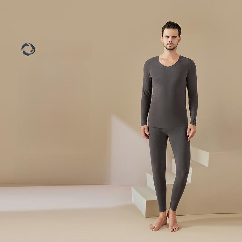 Men's Seamless Velvet Thermal Underwear Suit: Self-Heating, Plus Velvet, Autumn Set