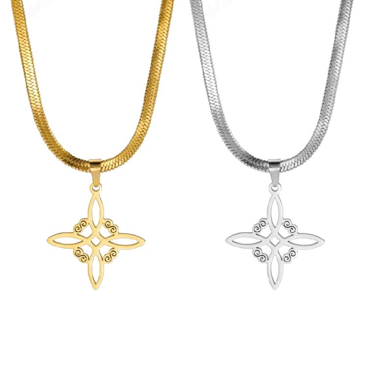 Amulet Witch Knot Stainless Steel Chain Necklace for Women Drop Neck Chokers