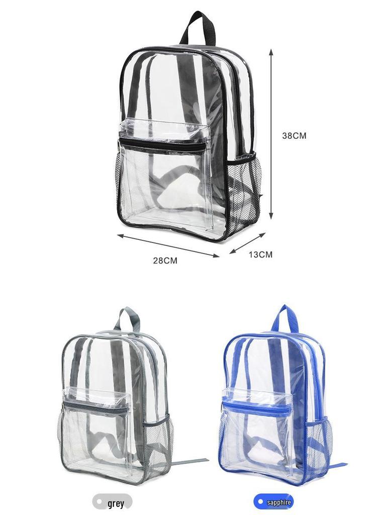 Transparent PVC Backpack for School or Concerts - Large Capacity Bookbag