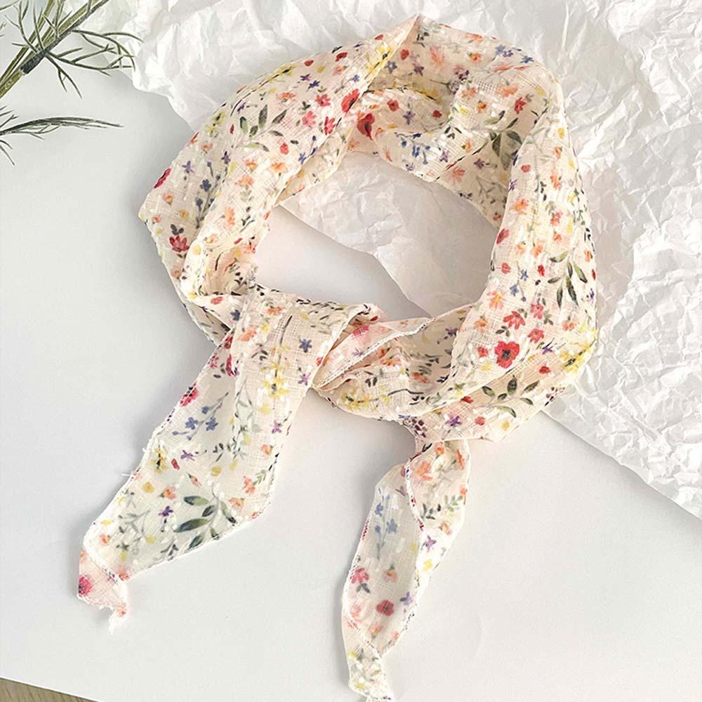 Cotton Floral Headscarf Breathable Bohemian Hair Band Sweet Spring Silk Scarves  Girls
