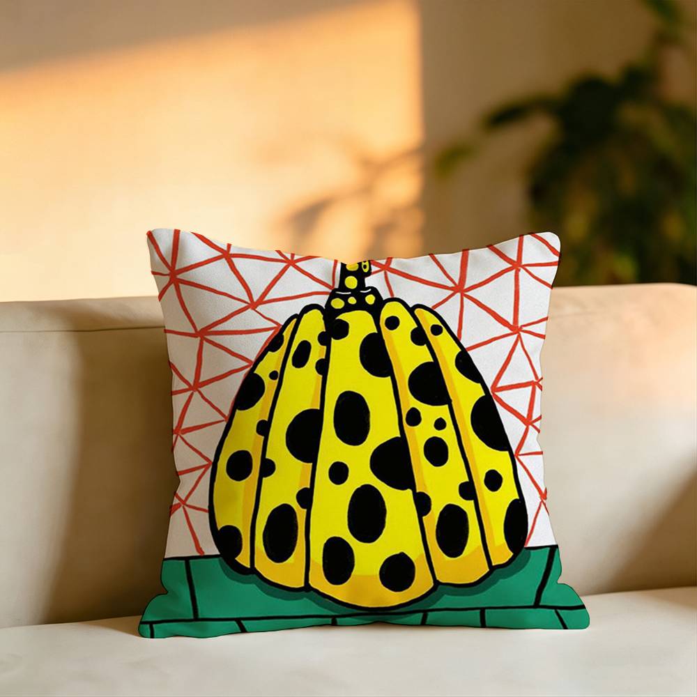 YYayoi Art KKusama Pillow Case Square DoubleSided Sofa Cushion Cover Bedroom Bedside Pillow