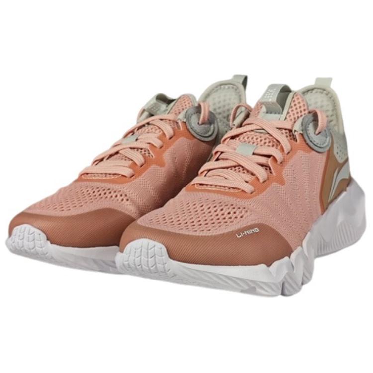 Li-Ning Sports Lifestyle Series Simple Fashion Comfortable Non-Slip Wear-Resistant Low-Top Casual Shoes Women Casual Shoes Peach Pink AGLU238-3