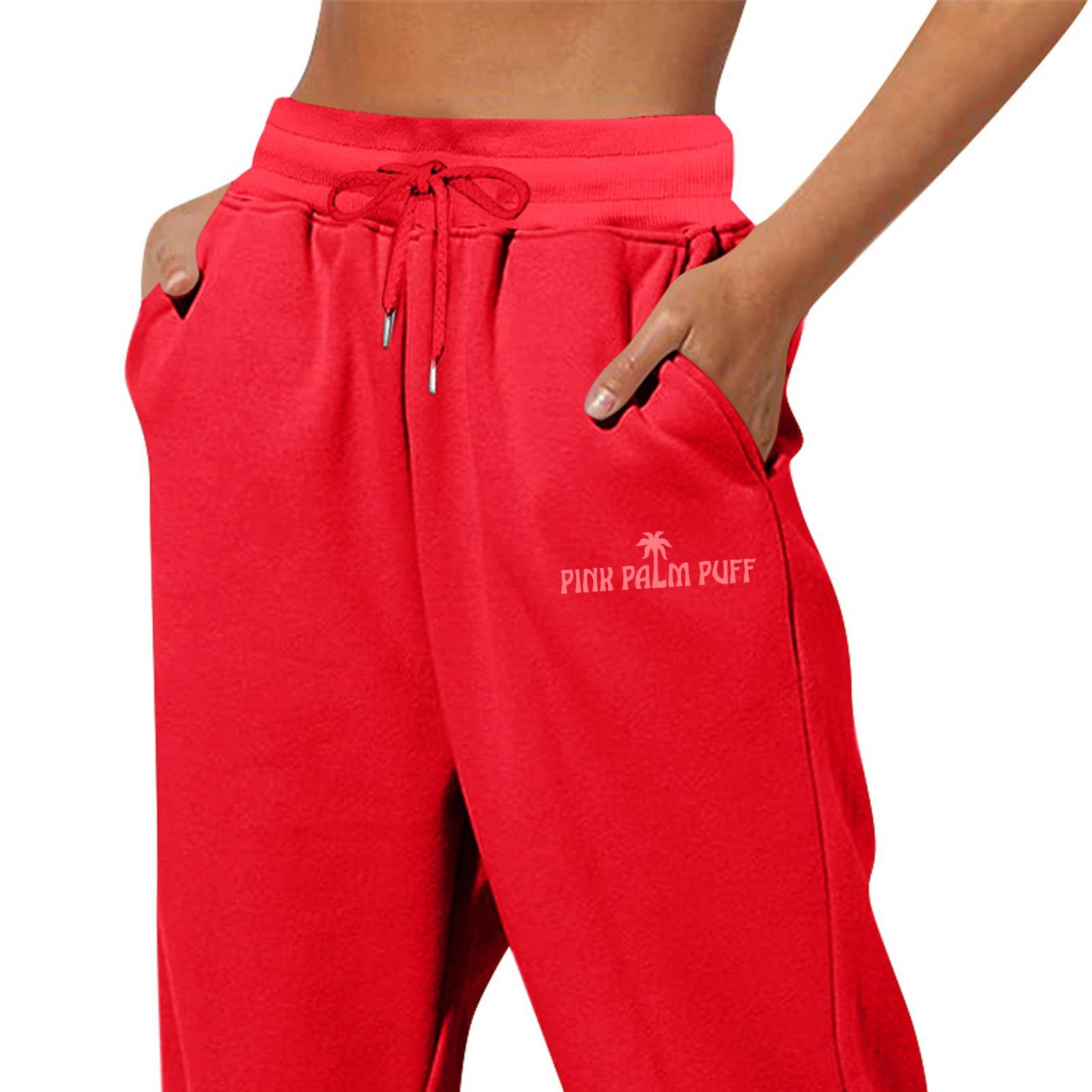 

Весенние и осенние однотонные набивные модные женские повседневные брюки с карманами и шнурком M красный