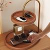 Wooden Double Layer Storage Tray Retro Decorative Jewelry Organizer Key Rack Tray Jewelry Holder Jewelry Display Stand